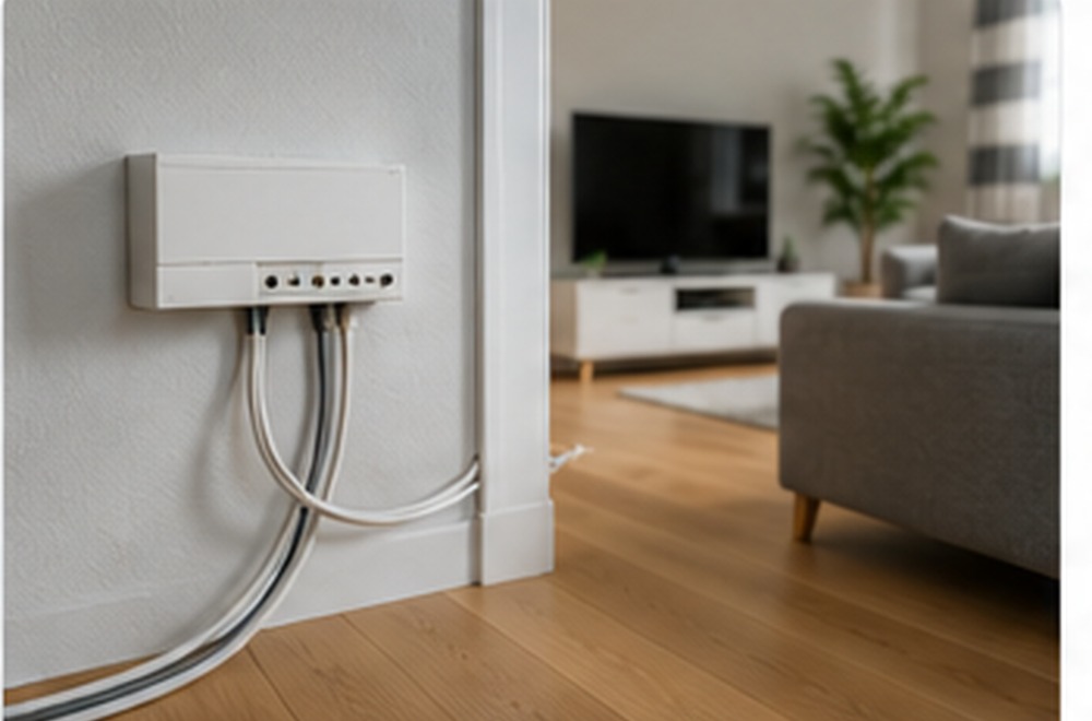 Glasfaserkabelverlegung in einer bewohnten Wohnung