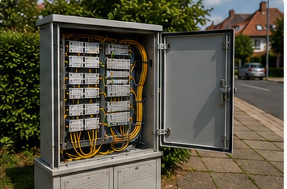 Arbeiten an einem Telekommunikationsverteilerschrank